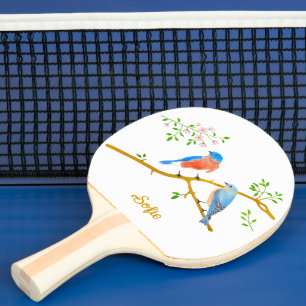 Blaue Vögel Weiß Tischtennis Schläger