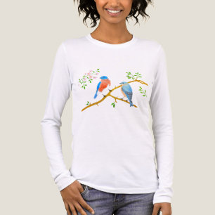 Blaue Vögel Weiß Tri-Blend Shirt