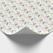 Blaue Vögel Weißes Geschenkpapier (Ecke)