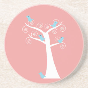 Blaue Vögel Whimsical Nature Tree Sandstein Untersetzer
