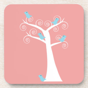 Blaue Vögel Whimsical Nature Tree Untersetzer