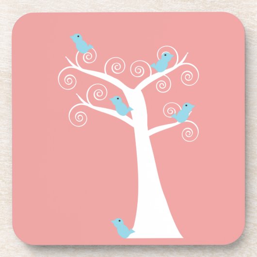 Blaue Vögel Whimsical Nature Tree Untersetzer (Vorderseite)
