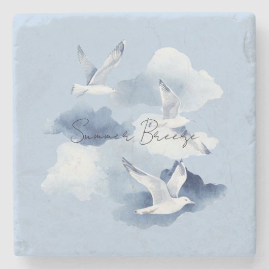 Blaue Vögel Wolken Sommerwind Steinuntersetzer (Vorderseite)