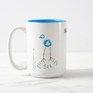 Blaue Vögel - wunderlich - Grafik Zweifarbige Tasse