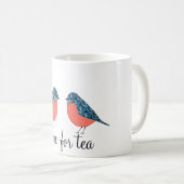 Blaue Vogel-Zeit für Tee-Tasse Kaffeetasse (VorderseiteRechts)