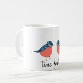 Blaue Vogel-Zeit für Tee-Tasse Kaffeetasse (Vorderseite Links)