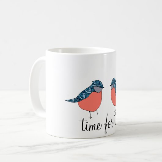 Blaue Vogel-Zeit für Tee-Tasse Kaffeetasse (Vorderseite Links)