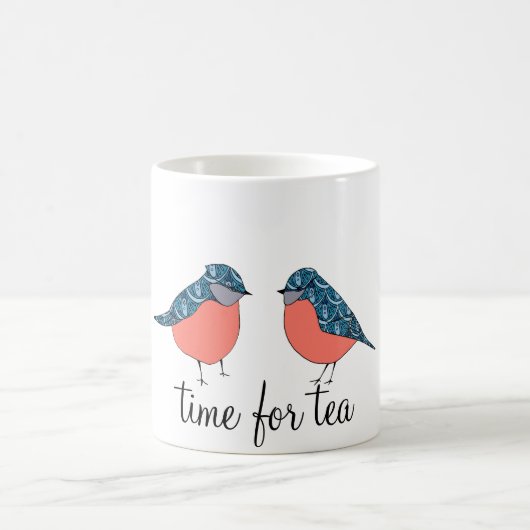 Blaue Vogel-Zeit für Tee-Tasse Kaffeetasse (Mittel)