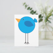 Blaue Vogelart-Cartoon Postkarte (Stehend Vorderseite)