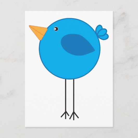 Blaue Vogelart-Cartoon Postkarte (Vorderseite)