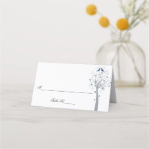 Blaue Vogelbäume Hebräische jüdische Platzkarten