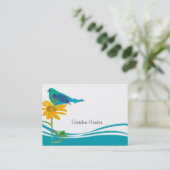 Blaue Vogelblume Blumenbedeckung Wasserfarbe Visitenkarte (Stehend Vorderseite)