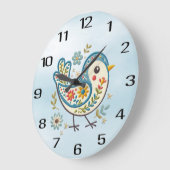 Blaue Vogelblume Große Wanduhr (Winkel)