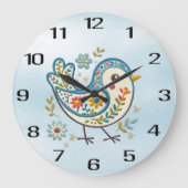 Blaue Vogelblume Große Wanduhr (Vorderseite)