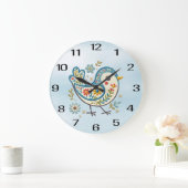 Blaue Vogelblume Große Wanduhr (Zuhause)