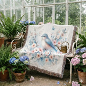 Blaue Vogelblüten-Aquarell-Serenität Decke
