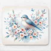 Blaue Vogelblüten-Aquarell Serenität Mousepad (Vorne)