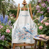 Blaue Vogelblüten-Aquarell Serenität Schürze
