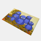 Blaue Vogelfamilie Fußmatte (Schrägansicht)