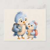 Blaue Vogelfamilie Postkarte (Vorderseite)