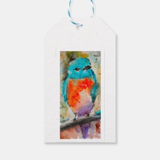 Blaue Vogelfarbe Geschenkanhänger (Rückseite)