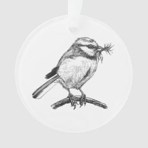 Blaue Vogelfarbe zeichnend Ornament