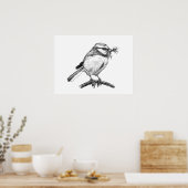 Blaue Vogelfarbe zeichnend Poster (Küche)