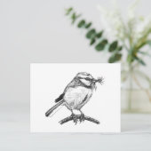 Blaue Vogelfarbe zeichnend Postkarte (Stehend Vorderseite)