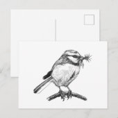 Blaue Vogelfarbe zeichnend Postkarte (Vorne/Hinten)