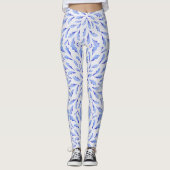 Blaue Vogelfedern Leggings (Vorderseite)