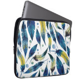 Blaue Vogelfedern Muster Laptopschutzhülle (Vorne Rechts)