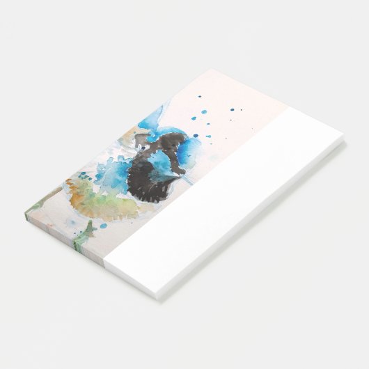 Blaue Vogelgeflechte Rosa Vögel Post it Notes Post-it Klebezettel (angewinkelt)