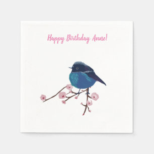 Blaue Vogelkunst Serviette