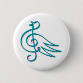 Blaue Vogelmusik Button (Vorderseite)