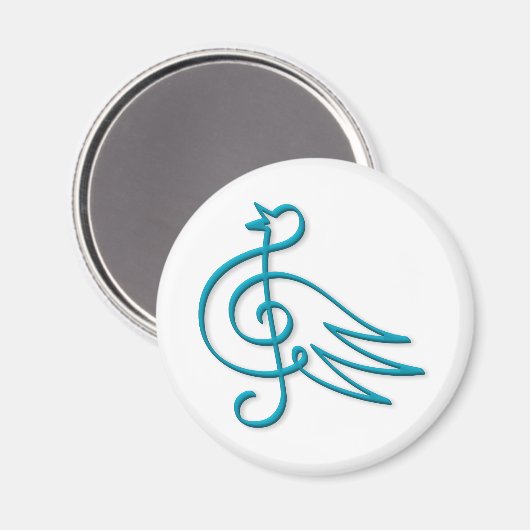 Blaue Vogelmusik Magnet (Vorderseite/Rückseite)