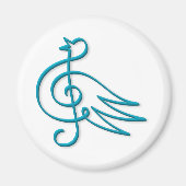 Blaue Vogelmusik Magnet (Vorne)