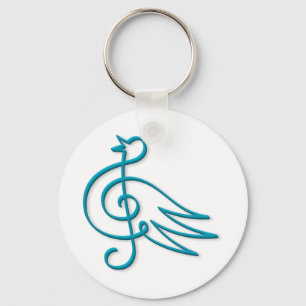 Blaue Vogelmusik Schlüsselanhänger