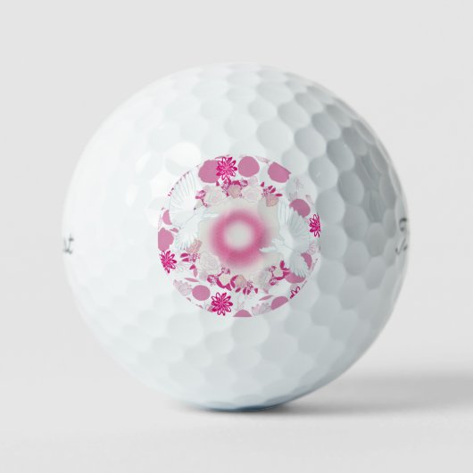 Blaue Vogelmuster Golfball (Vorderseite)