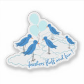 Blaue Vogelparty Aufkleber (Vorderseite)