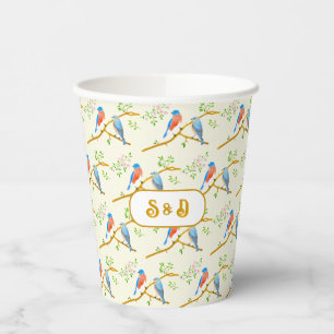 Blaue Vogels Hochzeit Pappbecher