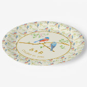 Blaue Vogels Hochzeit Pappteller (Schrägansicht)