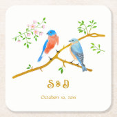 Blaue Vogels Hochzeit  Rechteckiger Pappuntersetzer (Vorderseite)