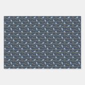 Blaue Vogelschutzpapierblätter Geschenkpapier Set (Vorderseite 2)