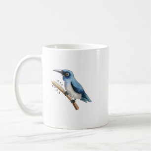 Blaue Vogeltasse auf einem Ast Kaffeetasse