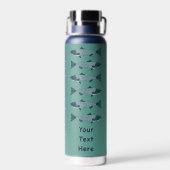 Blaue Volkskunstforelle/Lachs Trinkflasche (Rückseite)