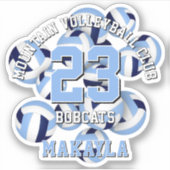 Blaue Volleyball-Cluster mit Namen des Athleten Aufkleber (Vorderseite)