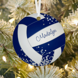 Blaue Volleyball mit Silberstars Sport Ornament Aus Metall
