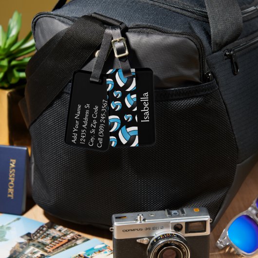 Blaue Volleyball-Sportart Gepäckanhänger (Vorderseite & Rückseite)