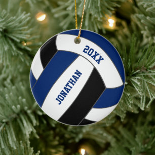 Blaue Volleyballmannschaft - personalisiert Keramik Ornament
