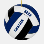 Blaue Volleyballmannschaft - personalisiert Keramik Ornament (Hinten)
